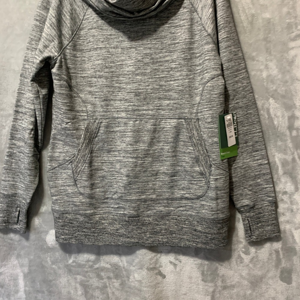 LL Bean Beans Cozy Pullover Marled Gray Cowl Neck Hoodie Sweatshirt L 506908 - Picture 4 of 15